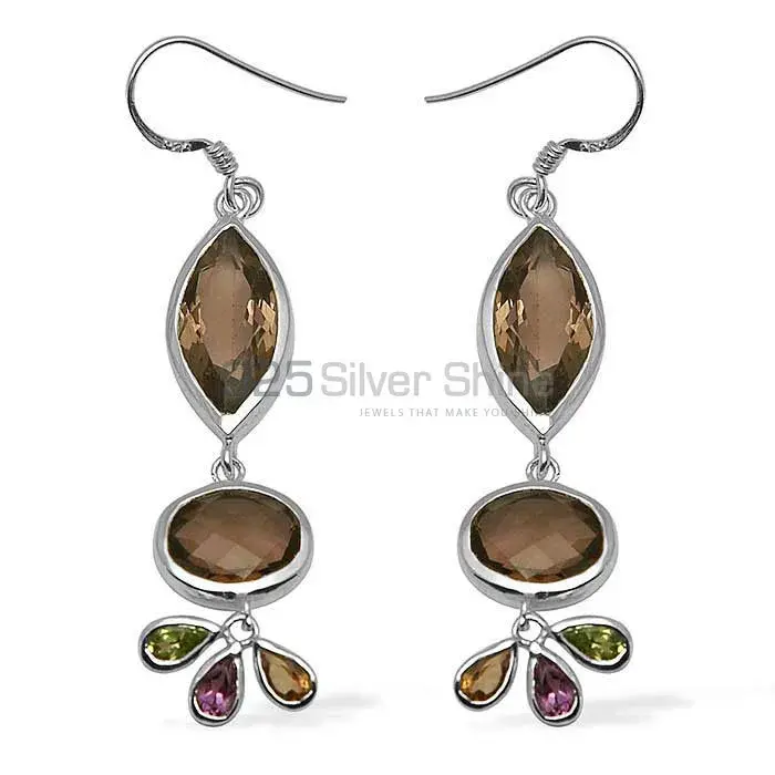 925 Sterling Silver Earrings In Smoky Quartz Gemstone Jewelry 925SE1055_0