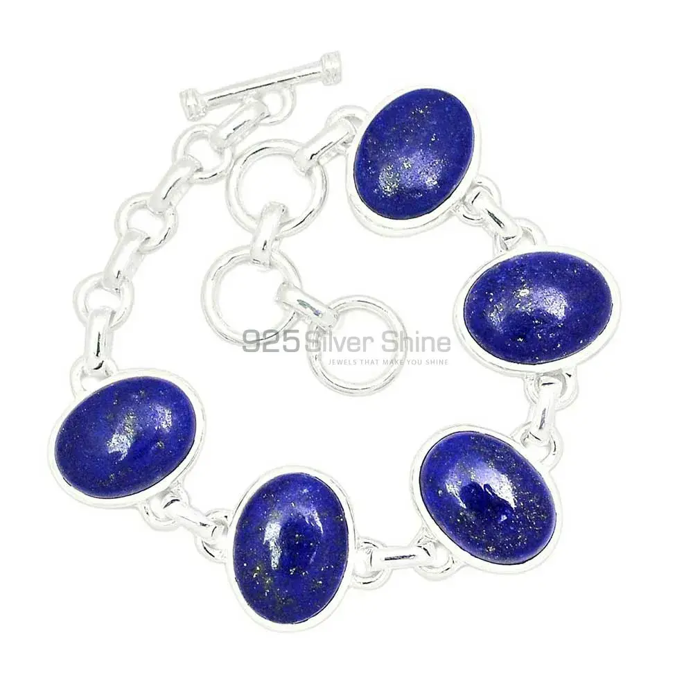 925 Sterling Silver Handmade Bracelets In Lapis Gemstone Jewelry 925SB271-1