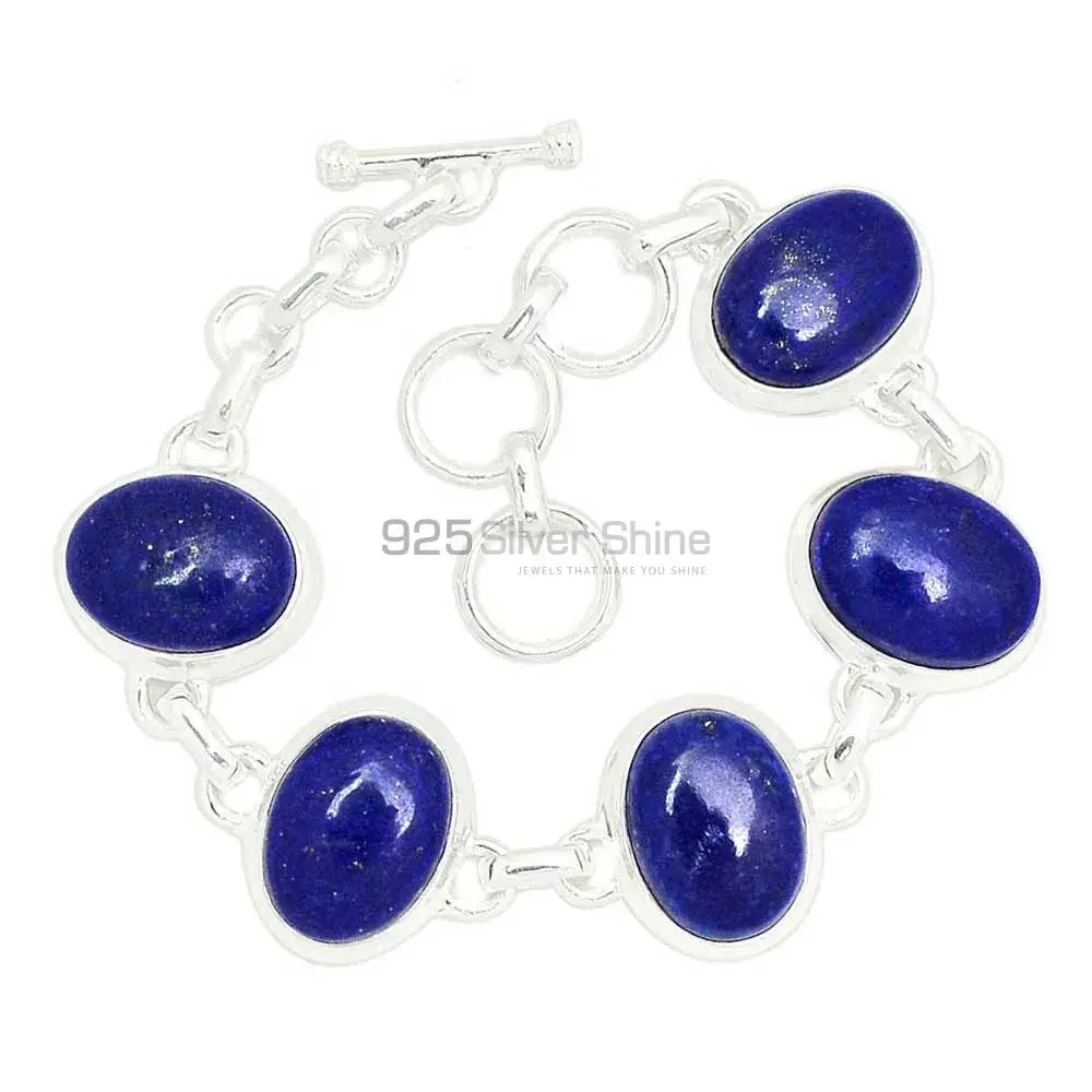 925 Sterling Silver Handmade Bracelets In Lapis Gemstone Jewelry 925SB271-1_0