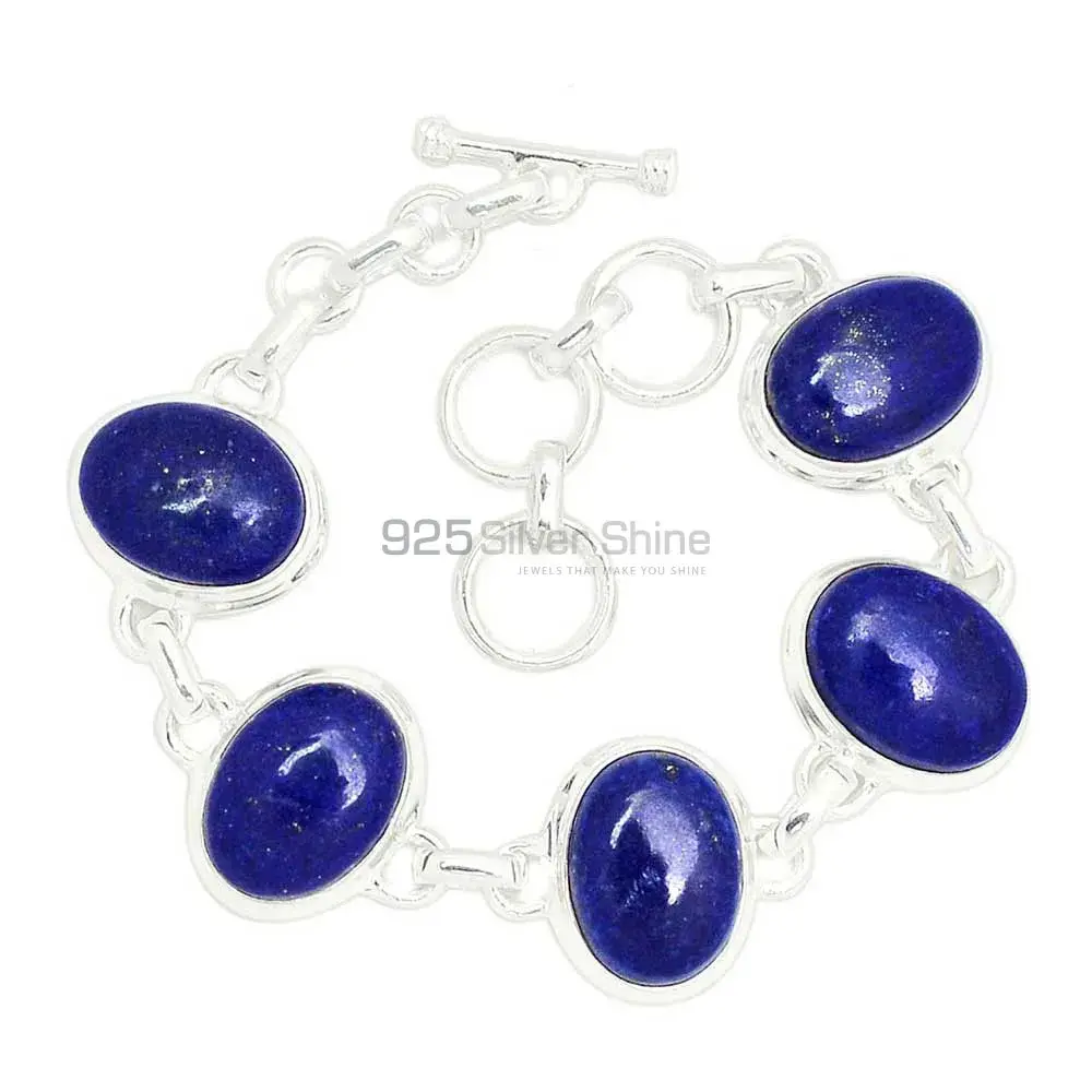 925 Sterling Silver Handmade Bracelets In Lapis Gemstone Jewelry 925SB271-1_1