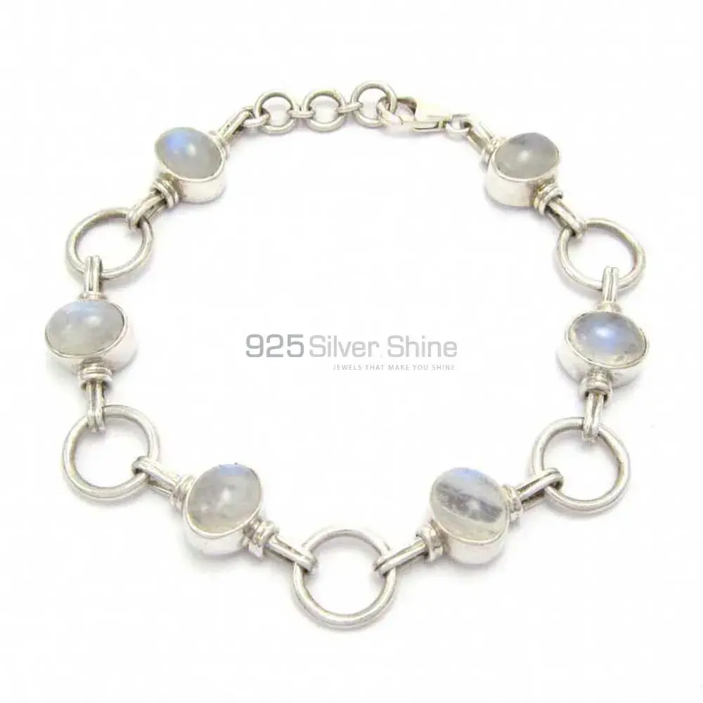 925 Sterling Silver Handmade Bracelets In rainbow Moonstone Jewelry 925SB255