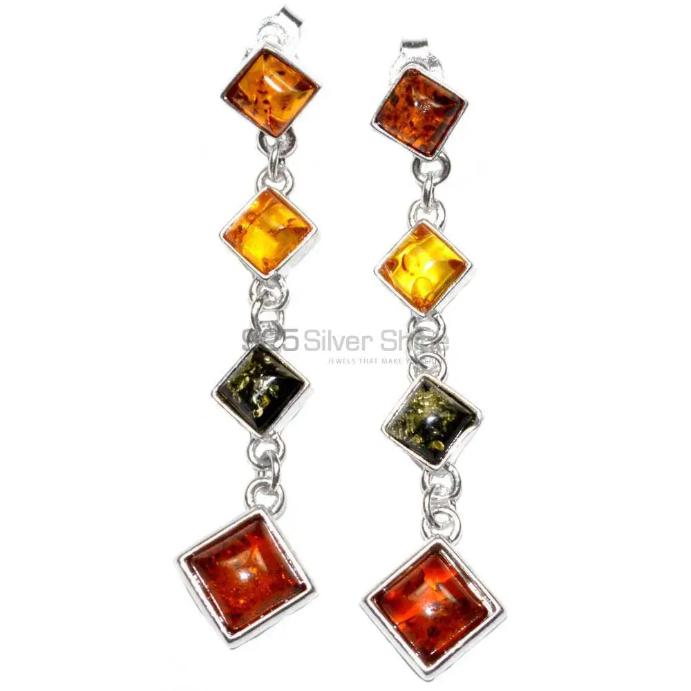 Best Quality 925 Sterling Silver Handmade Earrings In Amber Gemstone Jewelry 925SE2933