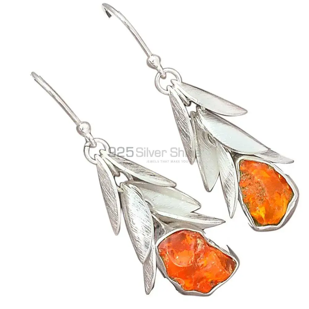 Best Quality 925 Sterling Silver Handmade Earrings In Amber Gemstone Jewelry 925SE3012_0