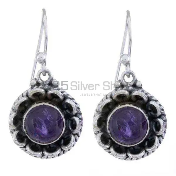 925 Sterling Silver Handmade Earrings In Amethyst Gemstone Jewelry 925SE1207_0