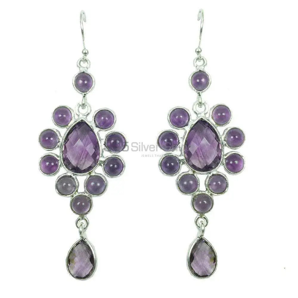 925 Sterling Silver Handmade Earrings In Amethyst Gemstone Jewelry 925SE1286