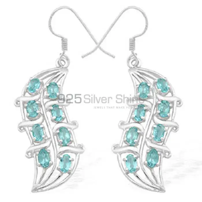 925 Sterling Silver Handmade Earrings In Blue Topaz Gemstone Jewelry 925SE979