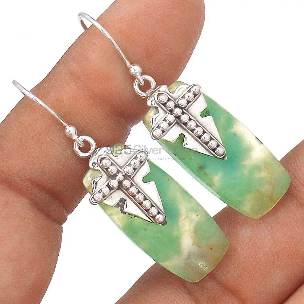 925 Sterling Silver Handmade Earrings In Chrysoprase Gemstone Jewelry 925SE2615_2