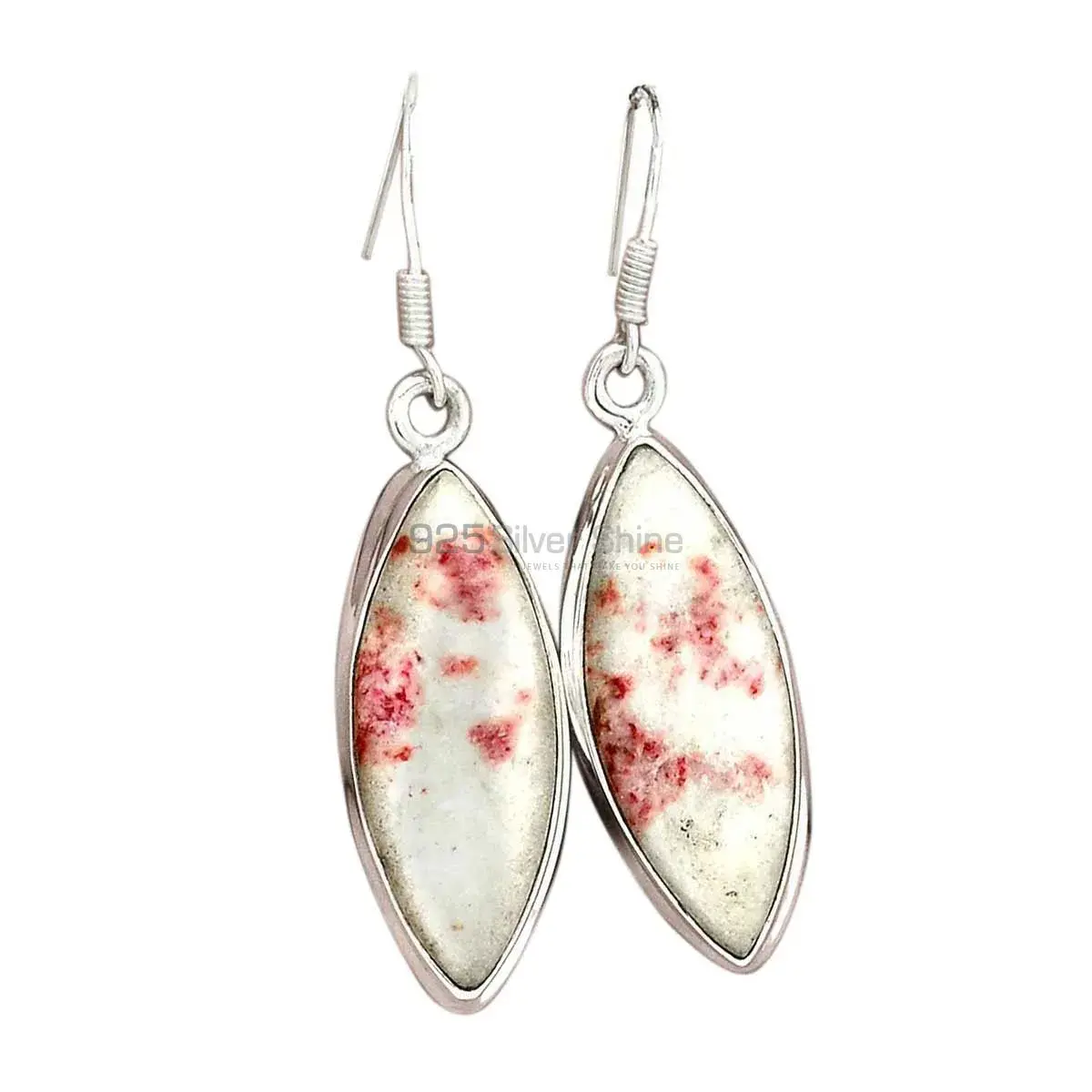 925 Sterling Silver Handmade Earrings In Cinnabar Gemstone Jewelry 925SE2854_0