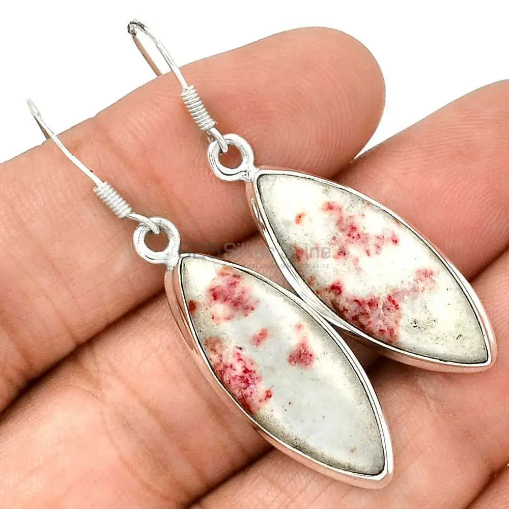 925 Sterling Silver Handmade Earrings In Cinnabar Gemstone Jewelry 925SE2854_1