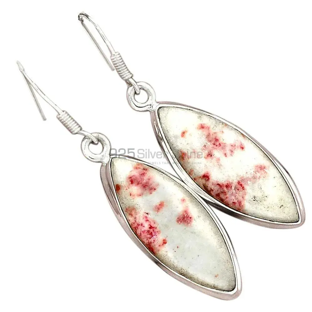 925 Sterling Silver Handmade Earrings In Cinnabar Gemstone Jewelry 925SE2854_2