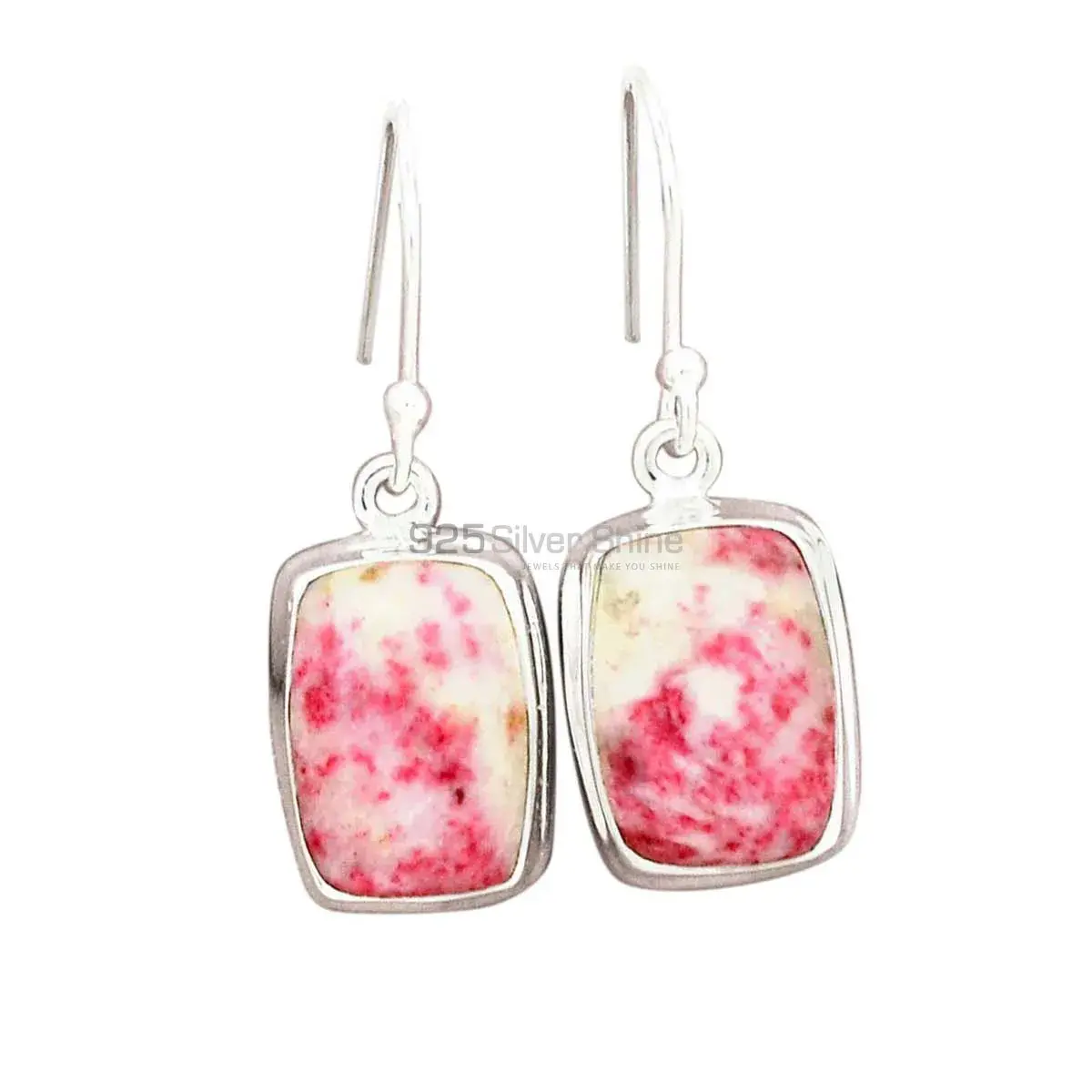 925 Sterling Silver Handmade Earrings In Cinnabar Gemstone Jewelry 925SE2854_3