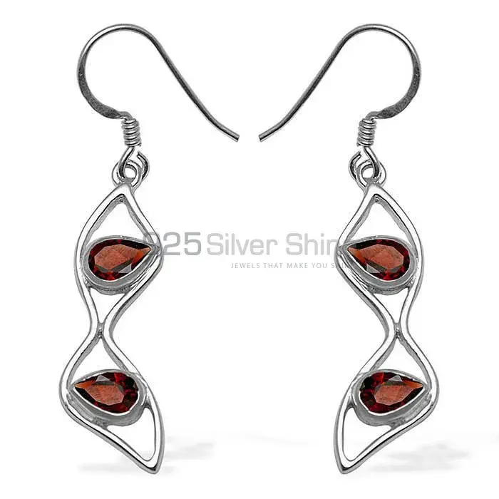 925 Sterling Silver Handmade Earrings In Garnet Gemstone Jewelry 925SE1058_0