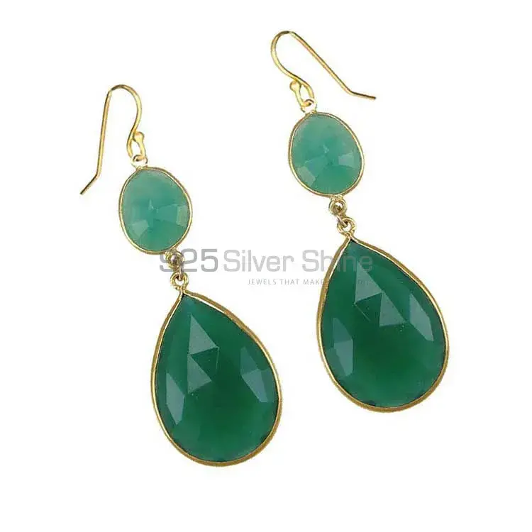 Best Quality 925 Sterling Silver Handmade Earrings In Green Onyx Gemstone Jewelry 925SE1882_0