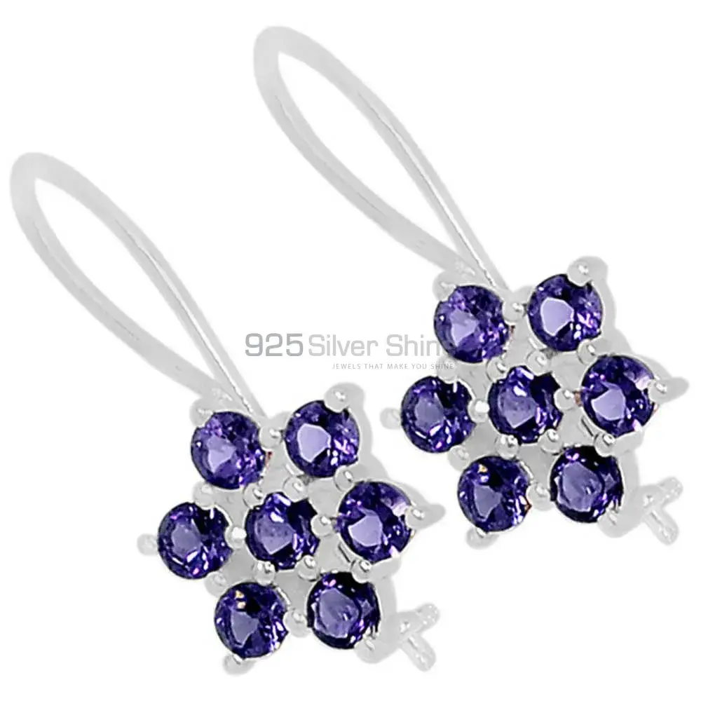 925 Sterling Silver Handmade Earrings In Iolite Gemstone Jewelry 925SE505_0