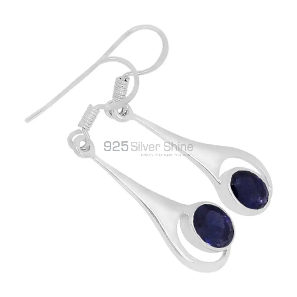 925 Sterling Silver Handmade Earrings In Iolite Gemstone Jewelry 925SE663_0