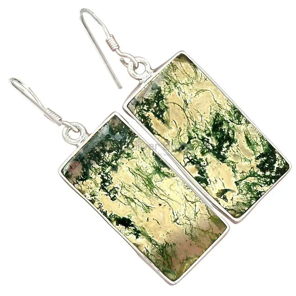 925 Sterling Silver Handmade Earrings In Moos Agate Gemstone Jewelry 925SE2299_2