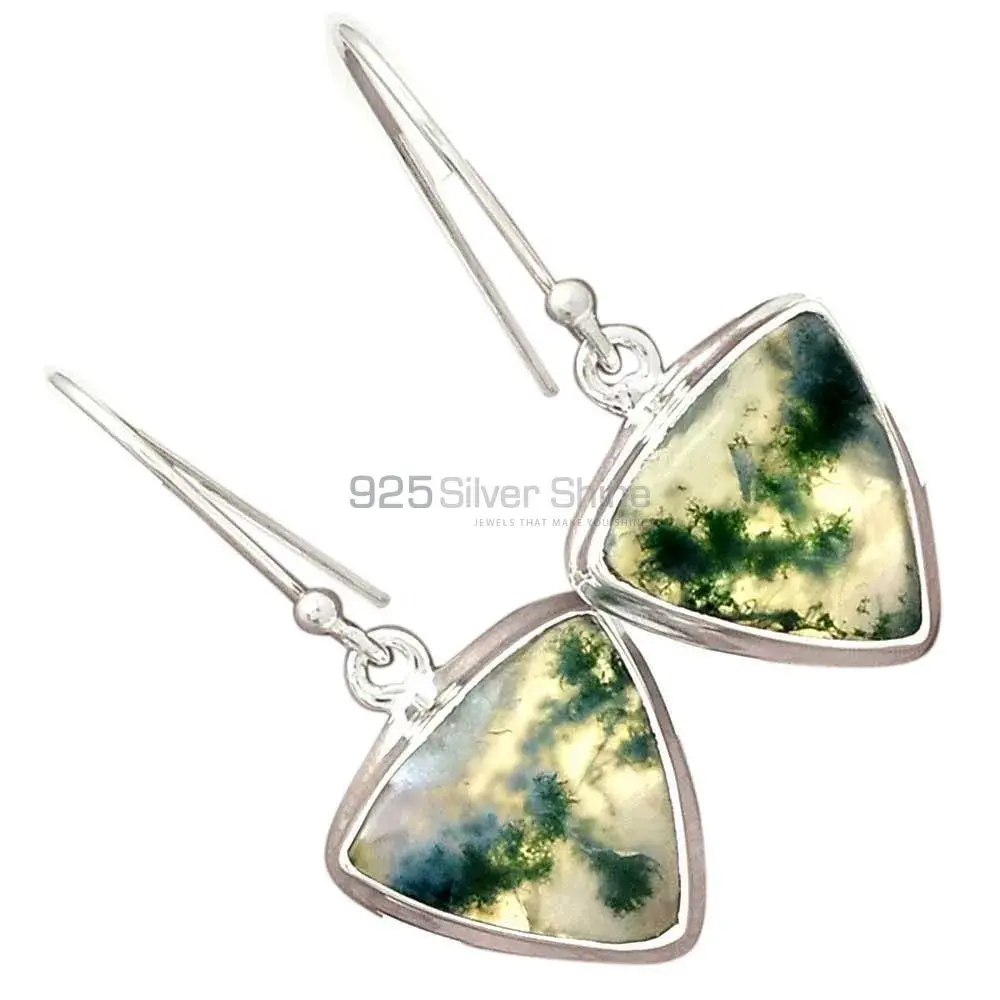 925 Sterling Silver Handmade Earrings In Moos Agate Gemstone Jewelry 925SE2299_12