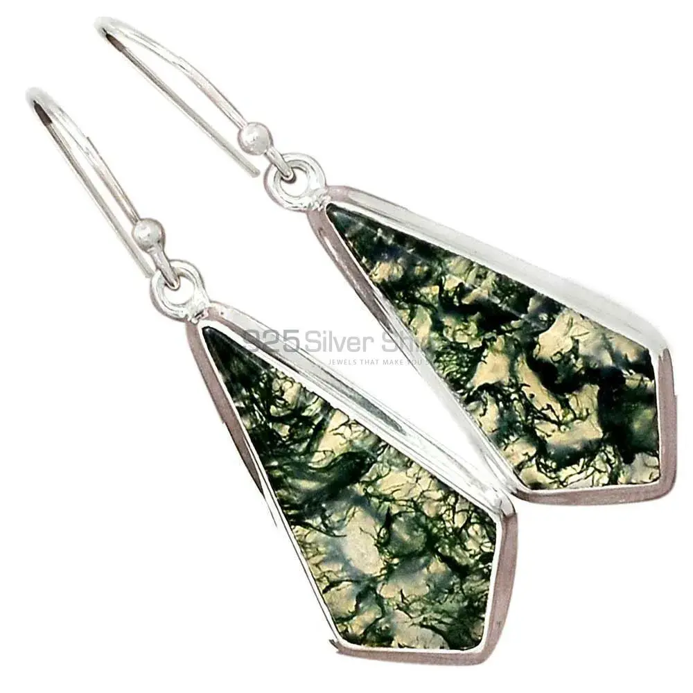 925 Sterling Silver Handmade Earrings In Moos Agate Gemstone Jewelry 925SE2299_13