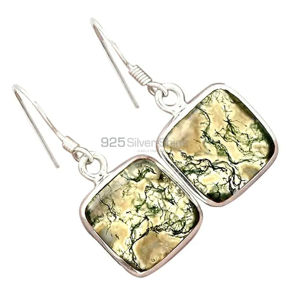 925 Sterling Silver Handmade Earrings In Moos Agate Gemstone Jewelry 925SE2299_3