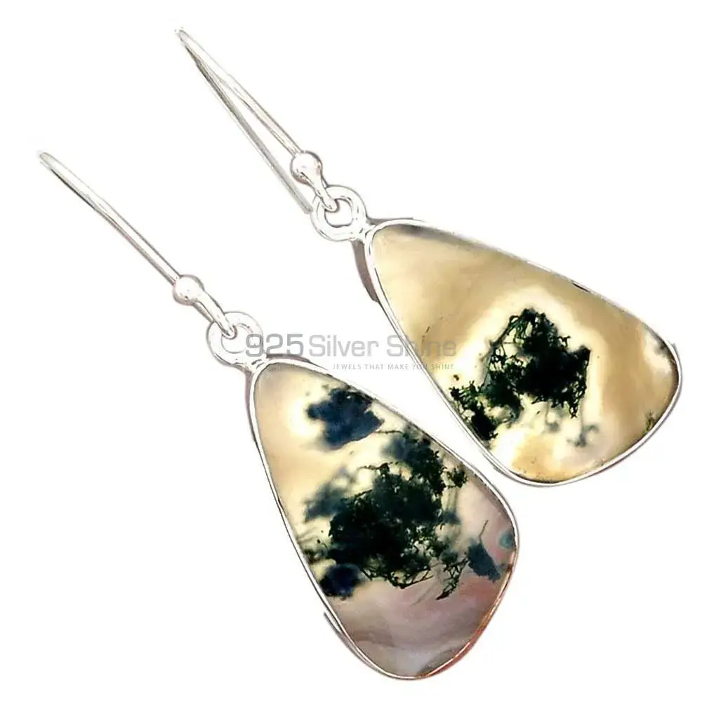 Best Quality 925 Sterling Silver Handmade Earrings In Moos Agate Gemstone Jewelry 925SE2299_2