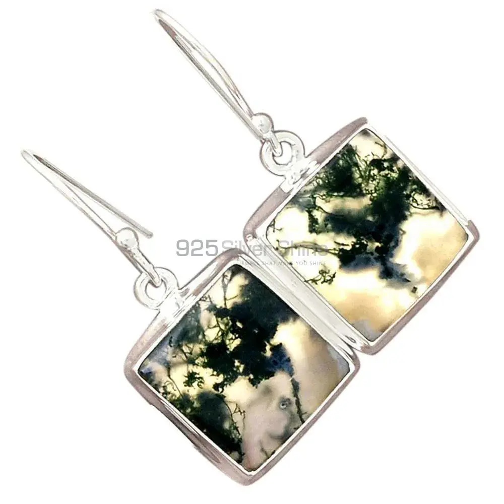 Best Quality 925 Sterling Silver Handmade Earrings In Moos Agate Gemstone Jewelry 925SE2299_3
