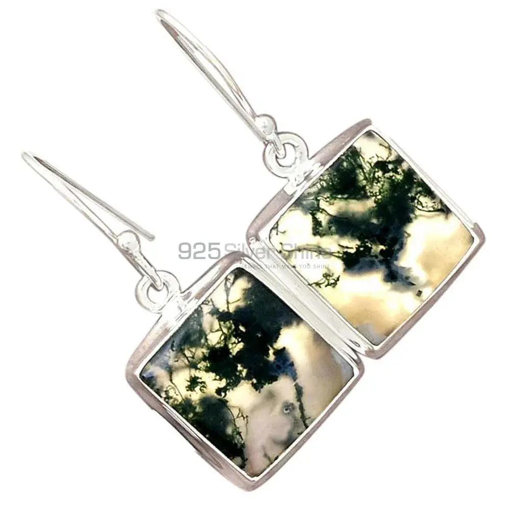 925 Sterling Silver Handmade Earrings In Moos Agate Gemstone Jewelry 925SE2299_5