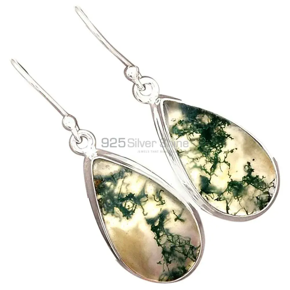 Best Quality 925 Sterling Silver Handmade Earrings In Moos Agate Gemstone Jewelry 925SE2299_5
