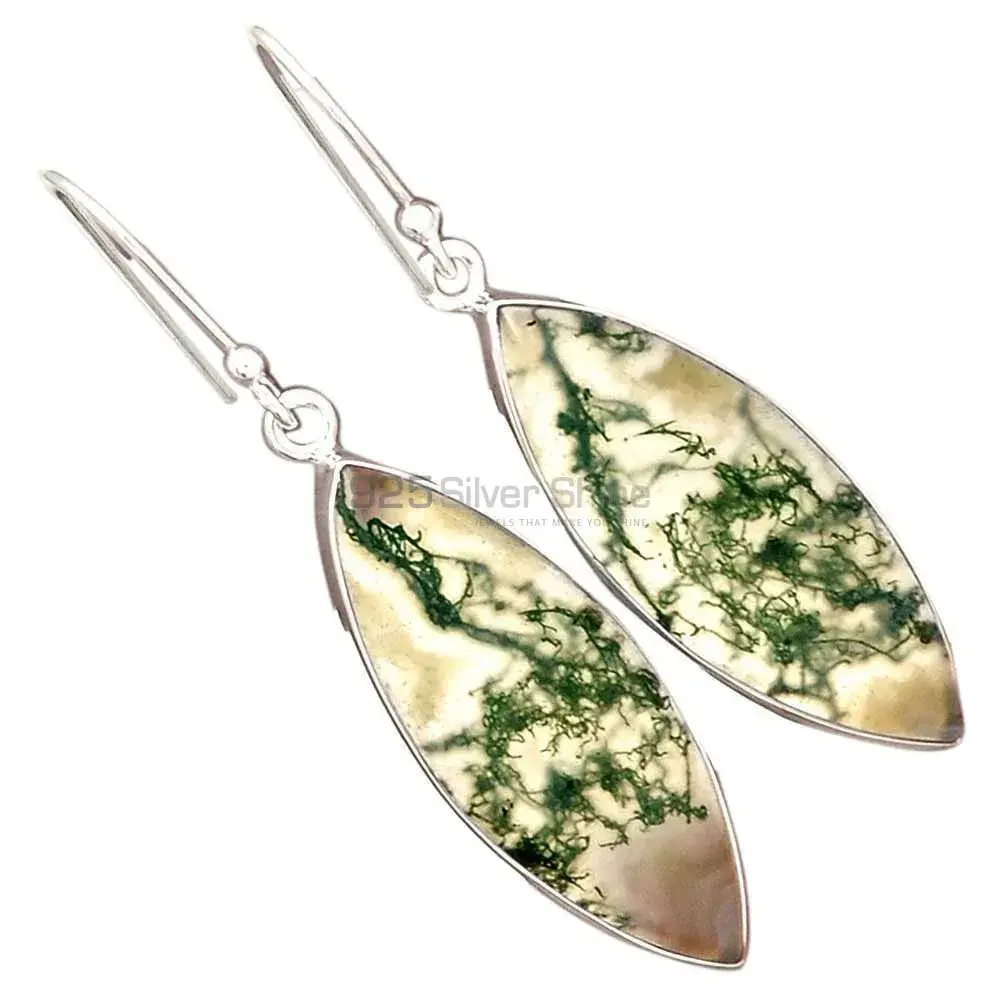 925 Sterling Silver Handmade Earrings In Moos Agate Gemstone Jewelry 925SE2299_9