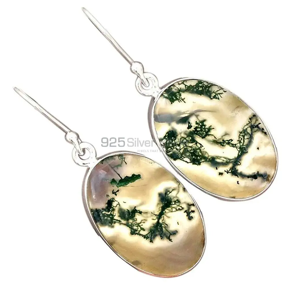 925 Sterling Silver Handmade Earrings In Moos Agate Gemstone Jewelry 925SE2299_10