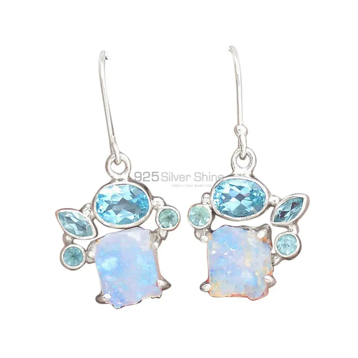 925 Sterling Silver Handmade Earrings In Multi Gemstone Jewelry 925SE2062_0