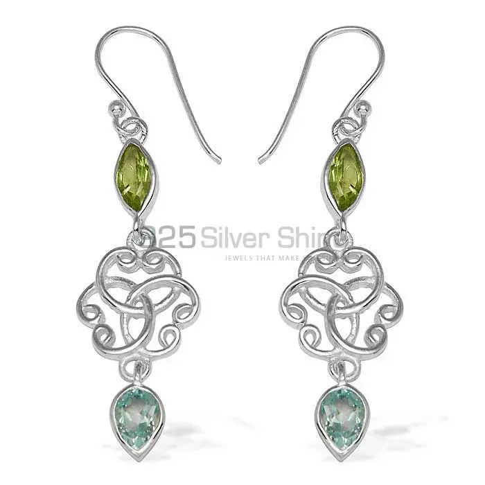 Best Quality 925 Sterling Silver Handmade Earrings In Multi Gemstone Jewelry 925SE742
