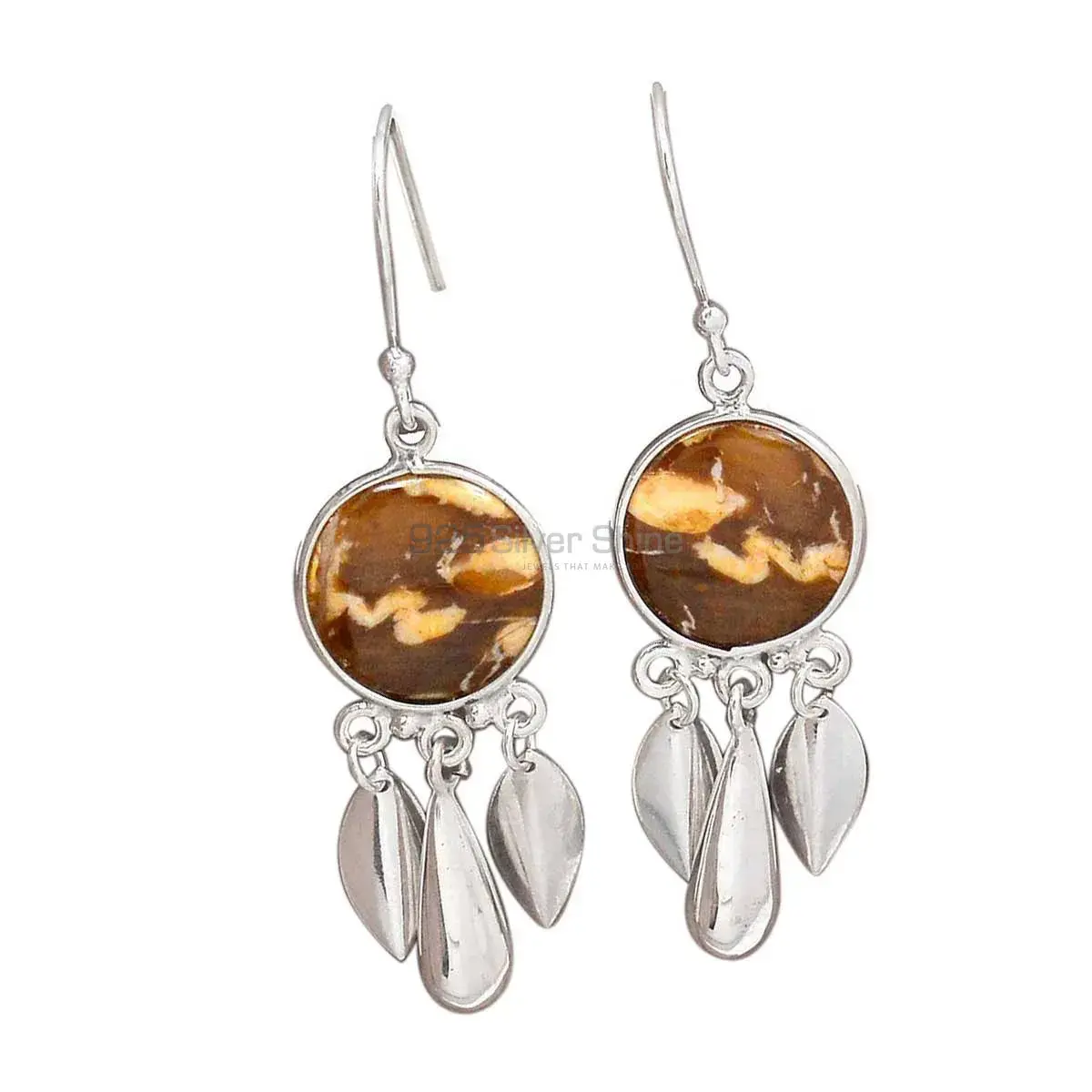 Best Quality 925 Sterling Silver Handmade Earrings In Peanut Wood Jasper Gemstone Jewelry 925SE2775