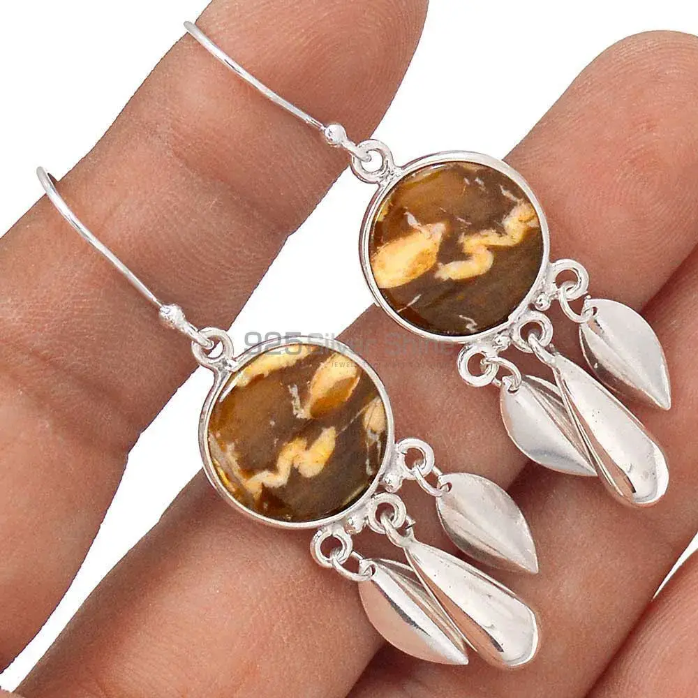 Best Quality 925 Sterling Silver Handmade Earrings In Peanut Wood Jasper Gemstone Jewelry 925SE2775_1