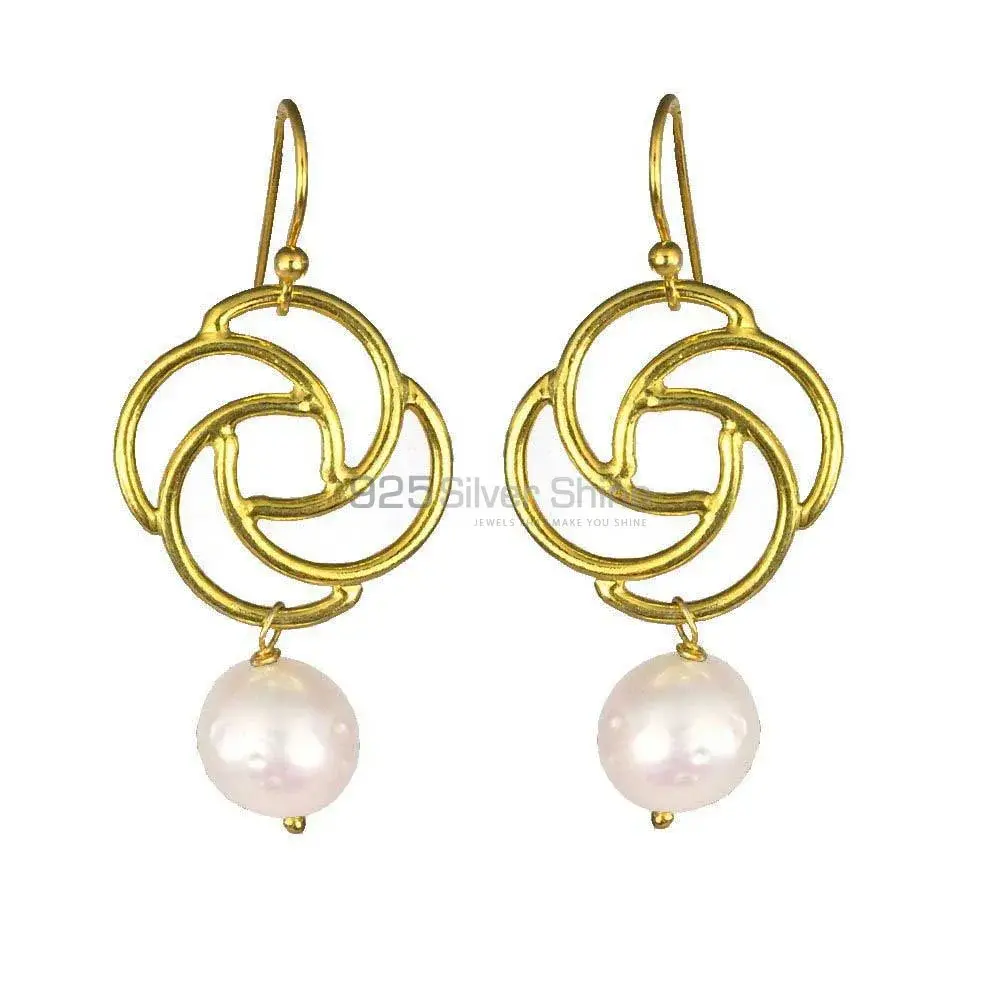 925 Sterling Silver Handmade Earrings In Pearl Gemstone Jewelry 925SE1365_0