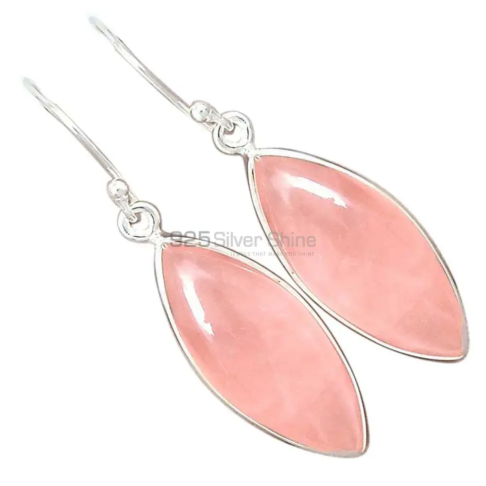 Best Quality 925 Sterling Silver Handmade Earrings In Rose Quartz Gemstone Jewelry 925SE2378_0