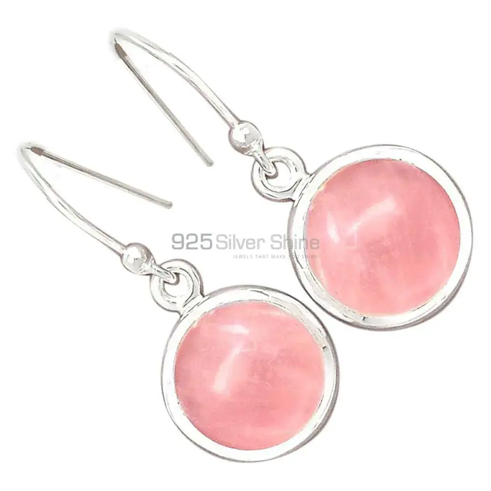 Best Quality 925 Sterling Silver Handmade Earrings In Rose Quartz Gemstone Jewelry 925SE2378_2