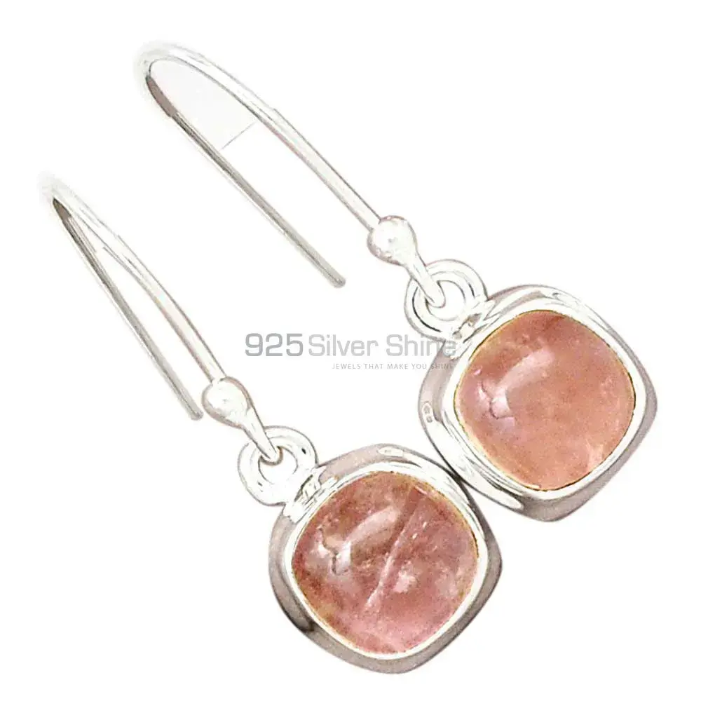 Best Quality 925 Sterling Silver Handmade Earrings In Rose Quartz Gemstone Jewelry 925SE2378_3