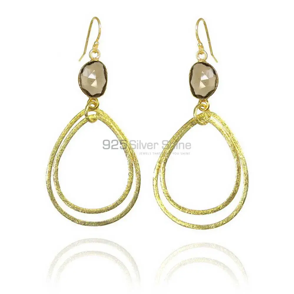 Best Quality 925 Sterling Silver Handmade Earrings In Smoky Gemstone Jewelry 925SE1961