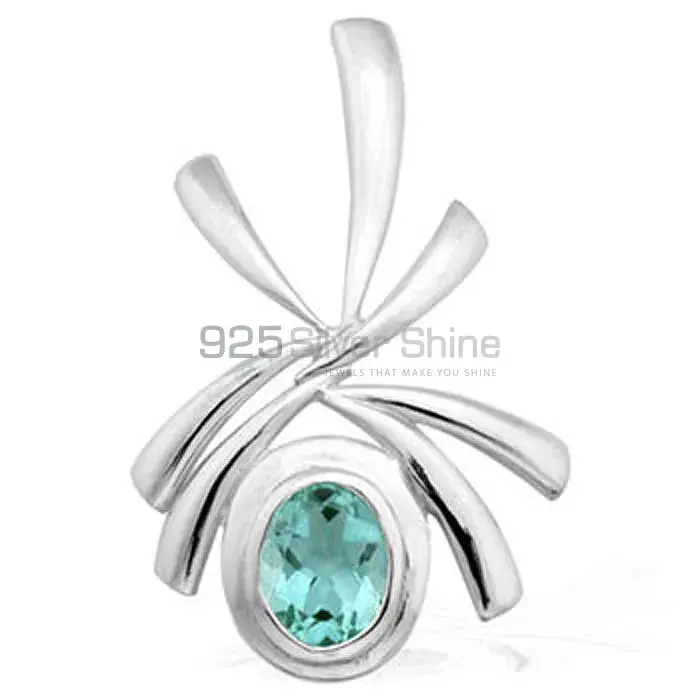 925 Sterling Silver Handmade Pendants In Blue Topaz Gemstone Jewelry 925SP1526_1