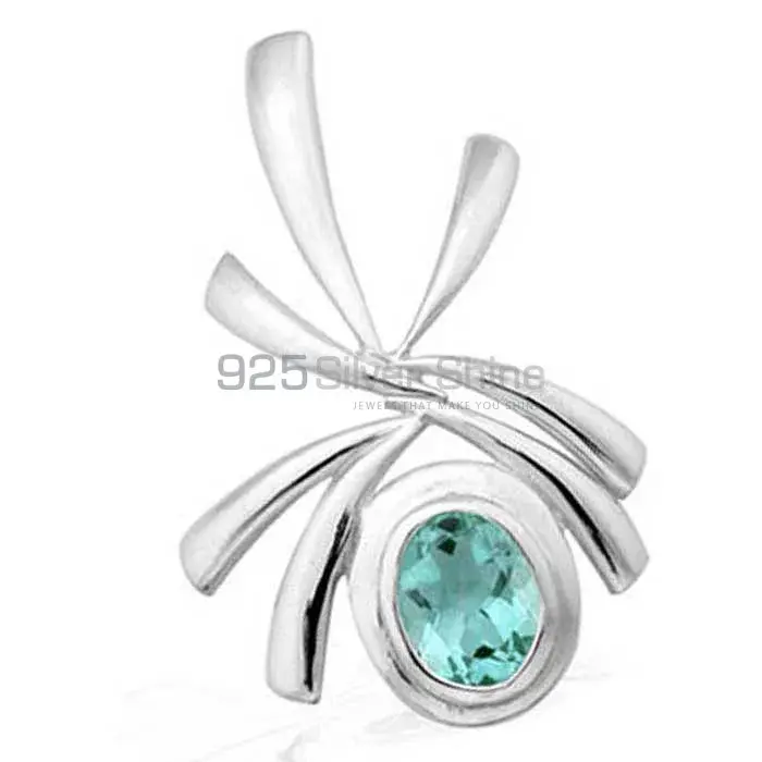 Best Quality 925 Sterling Silver Handmade Pendants In Blue Topaz Gemstone Jewelry 925SP1526_1