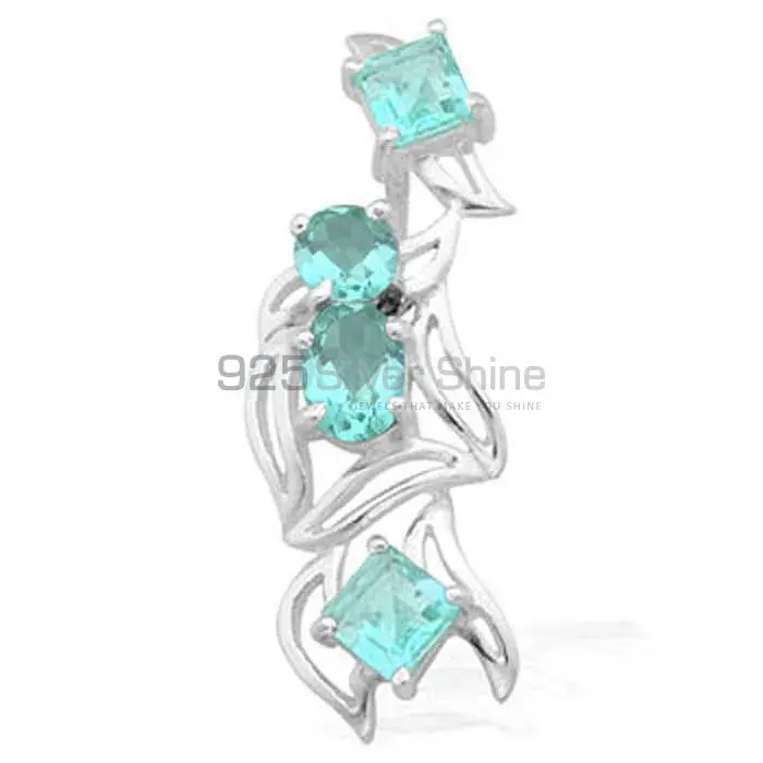 925 Sterling Silver Handmade Pendants In Blue Topaz Gemstone Jewelry 925SP1576