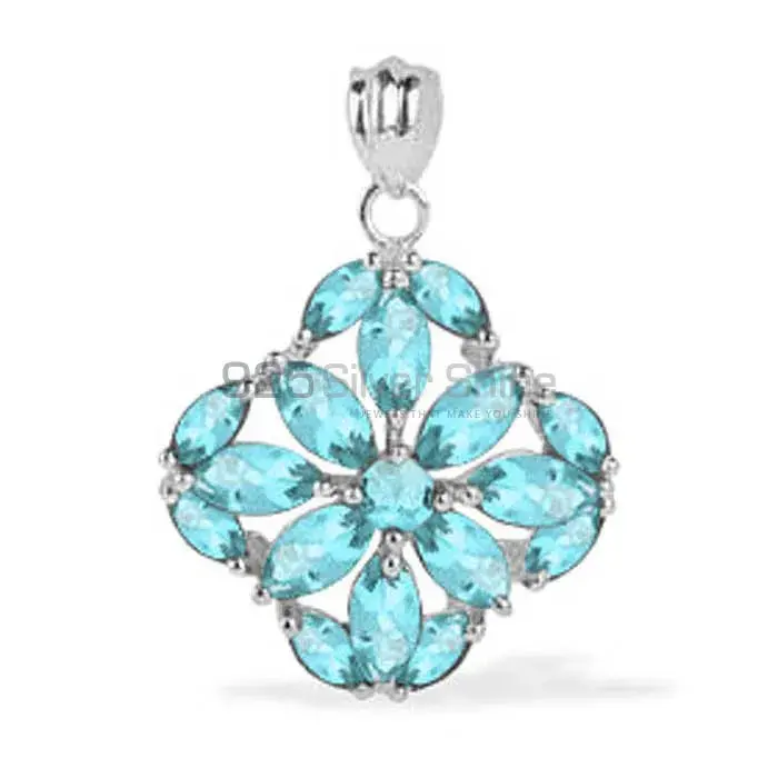 Best Quality 925 Sterling Silver Handmade Pendants In Blue Topaz Gemstone Jewelry 925SP1626