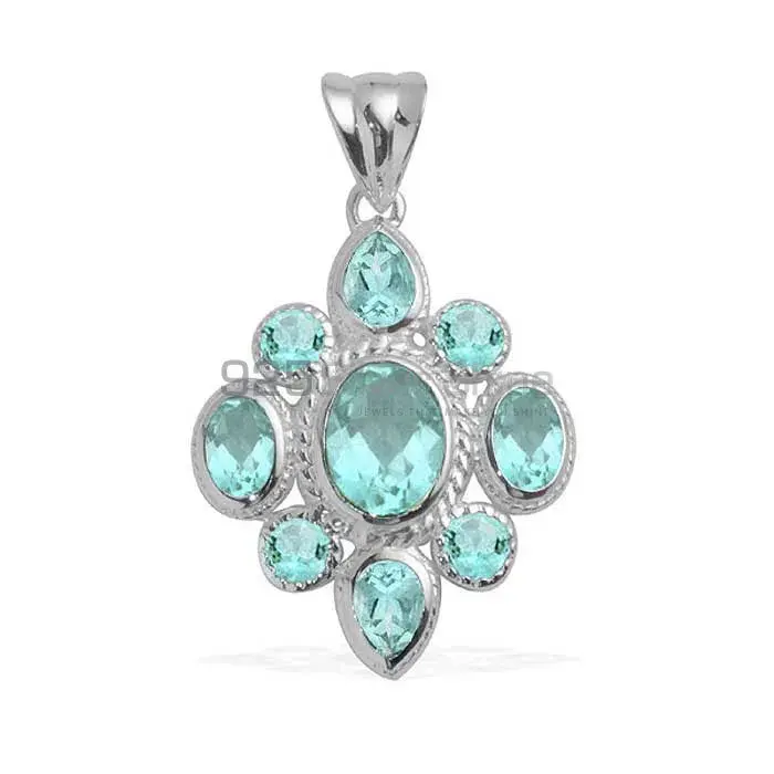 925 Sterling Silver Handmade Pendants In Blue Topaz Gemstone Jewelry 925SP1676