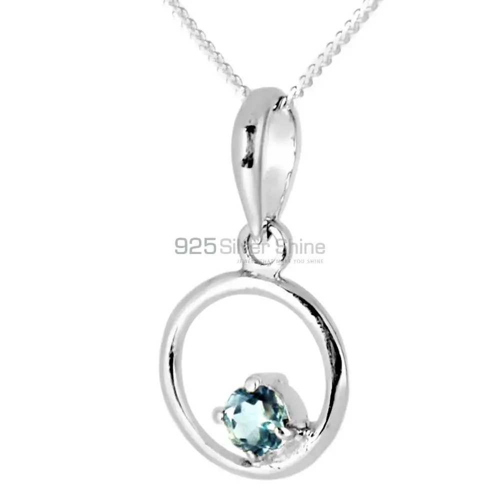 Best Quality 925 Sterling Silver Handmade Pendants In Blue Topaz Gemstone Jewelry 925SP247-1
