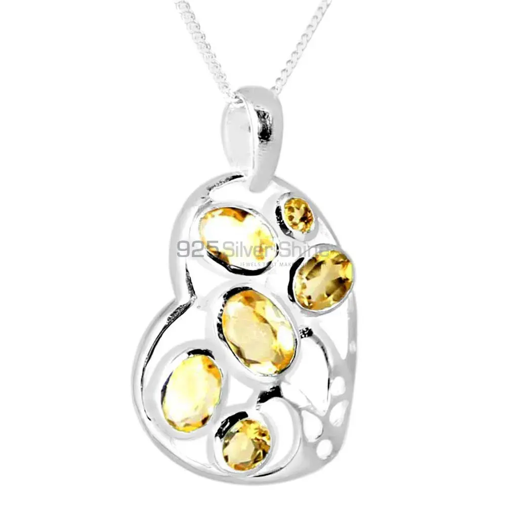 Best Quality 925 Sterling Silver Handmade Pendants In Citrine Gemstone Jewelry 925SP230-1