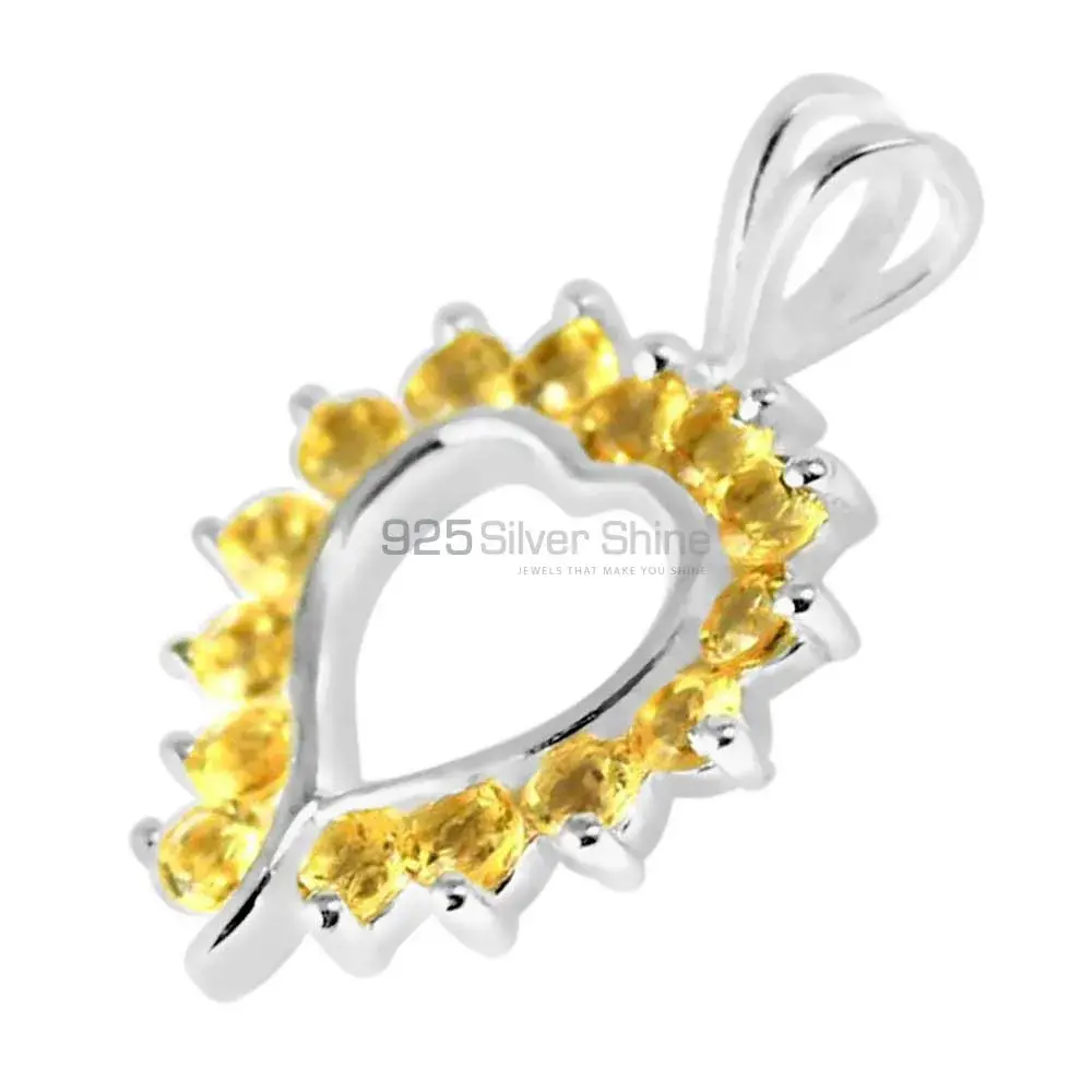925 Sterling Silver Handmade Pendants In Citrine Gemstone Jewelry 925SP238-8_0