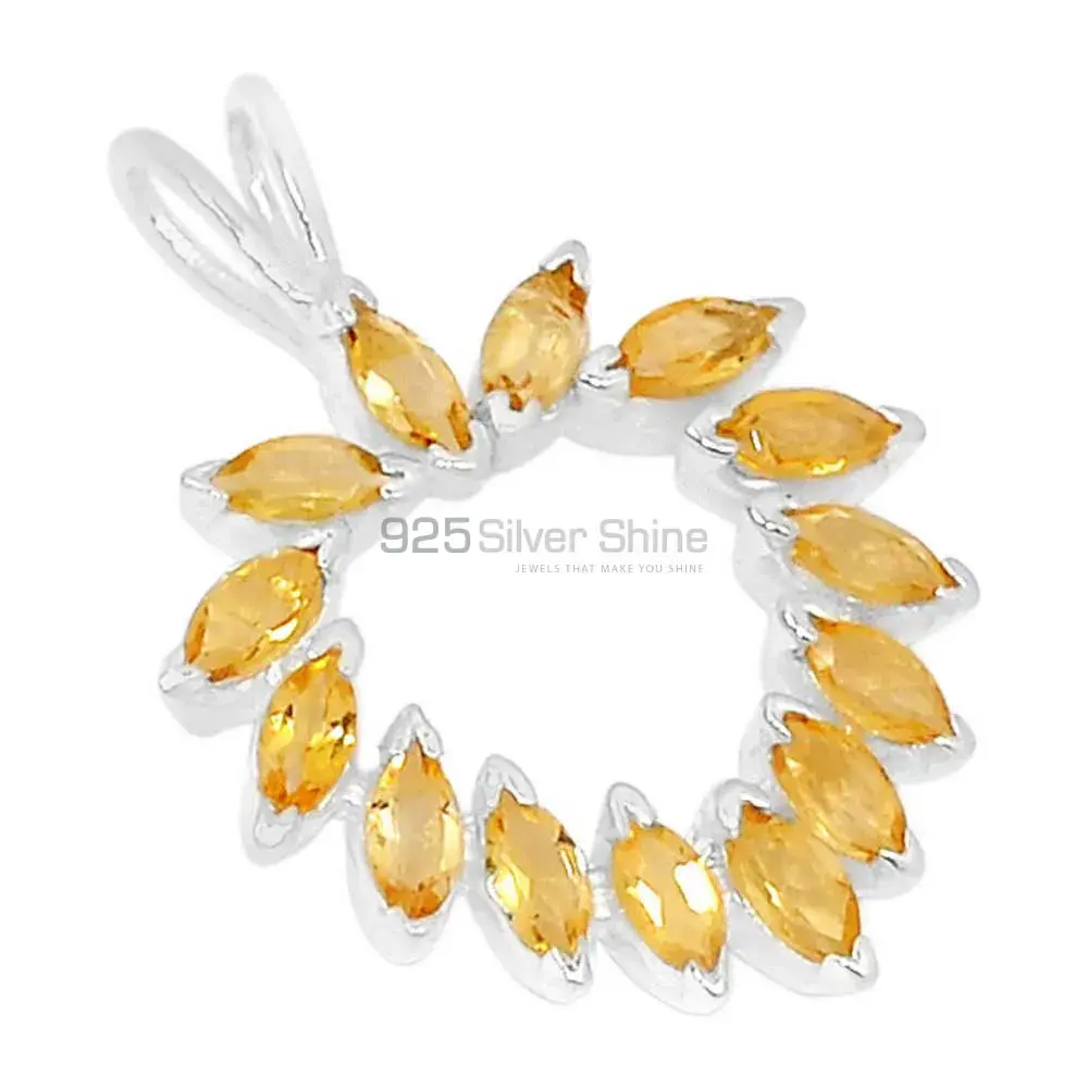 925 Sterling Silver Handmade Pendants In Citrine Gemstone Jewelry 925SSP314-1_0