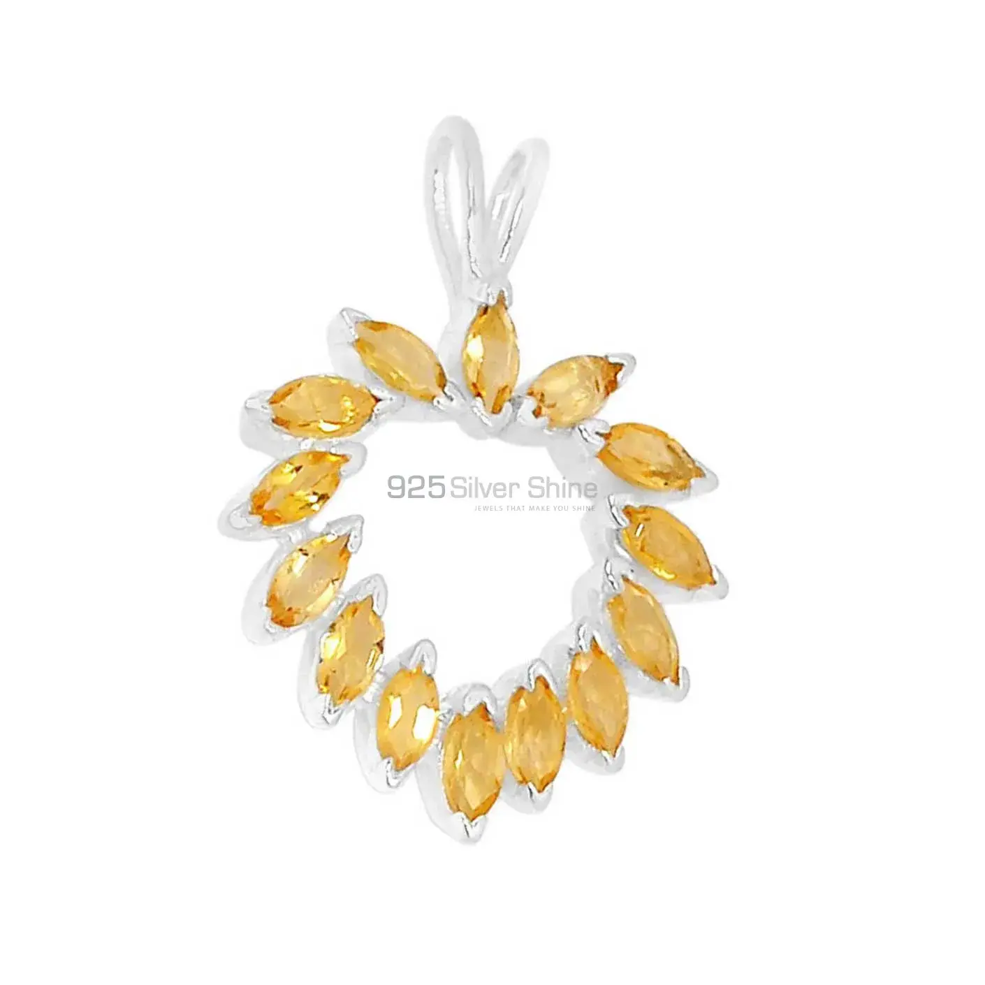 925 Sterling Silver Handmade Pendants In Citrine Gemstone Jewelry 925SSP314-1_2