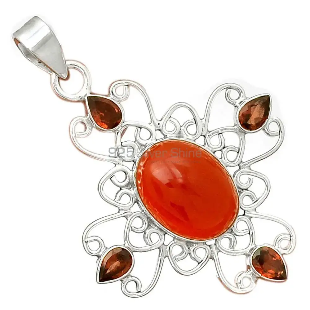 925 Sterling Silver Handmade Pendants In Multi Gemstone Jewelry 925SP097-1_0