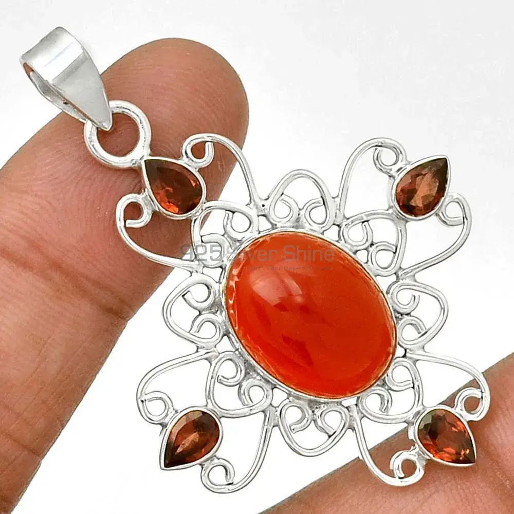 Best Quality 925 Sterling Silver Handmade Pendants In Multi Gemstone Jewelry 925SP097-1_0